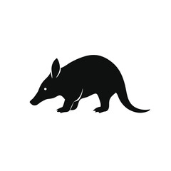 Obraz premium A Black and White Armadillo vector illustration clipart, black color silhouette 