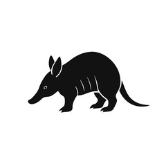 Obraz premium A Black and White Armadillo vector illustration clipart, black color silhouette 