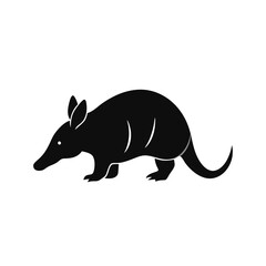 Obraz premium A Black and White Armadillo vector illustration clipart, black color silhouette 