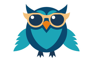 A cool vintage style owl wink sun glasses on the white background vector art illustration