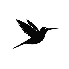 Obraz premium A flying Hummingbird vector illustration, Black color silhouette white background 