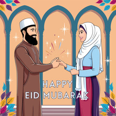 Warm Eid Mubarak Greetings Illustration







