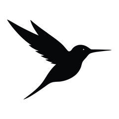 Obraz premium A flying Hummingbird vector illustration, Black color silhouette white background 