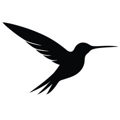 Obraz premium A flying Hummingbird vector illustration, Black color silhouette white background 
