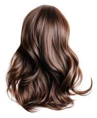 Fototapeta premium PNG Long brown wavy hair wig on white