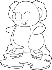 Koala Inline skating Roller skates Animal Vector Graphic Art Illustration