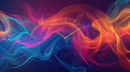 Obraz premium Abstract Clock with Flowing Colors