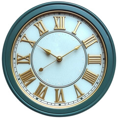 Fototapeta premium Classic wall clock with Roman numerals and elegant design, perfect for enhancing home decor and timeless elegance.