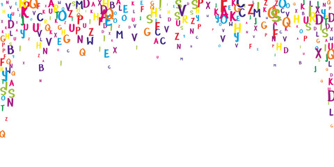 Flying latin letters. Colorful childish scattered