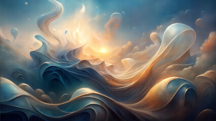 Fototapeta premium Abstract swirling waves of color and light resembling a dreamlike ocean scene