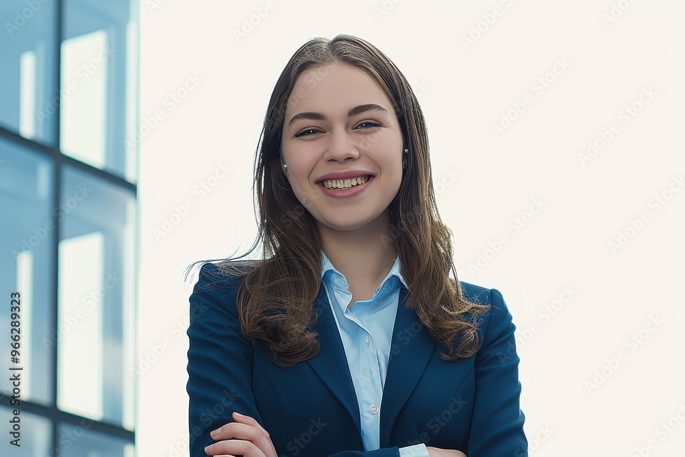 Sticker young businesswoman smiling young businesswoman smiling