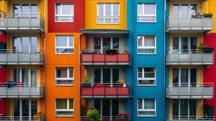 Apartment building with colorful exterior