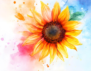 Watercolour flower painting wallpaper watercolour sunflower paint scene
