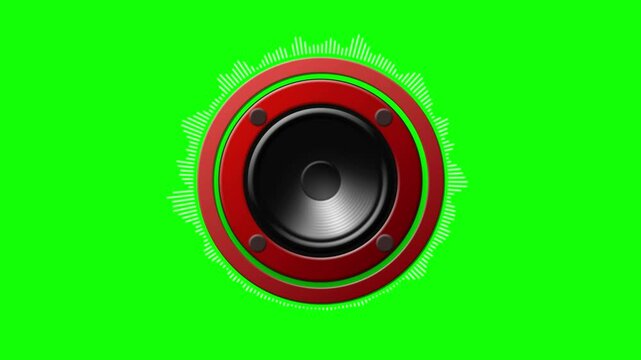 Red Music Speaker With Green Screen Background