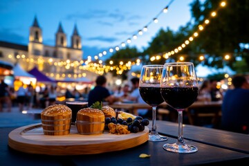 A food and wine festival in Avignon, with locals and tourists sampling the best of ProvenÃ§al cuisine and regional wines