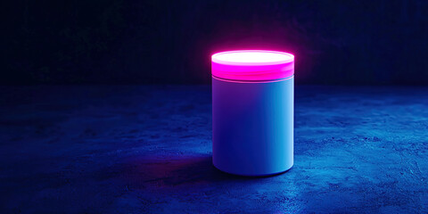 Neon-lit pill bottle