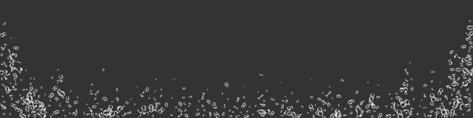 Scattered numbers. White chalk digits flying