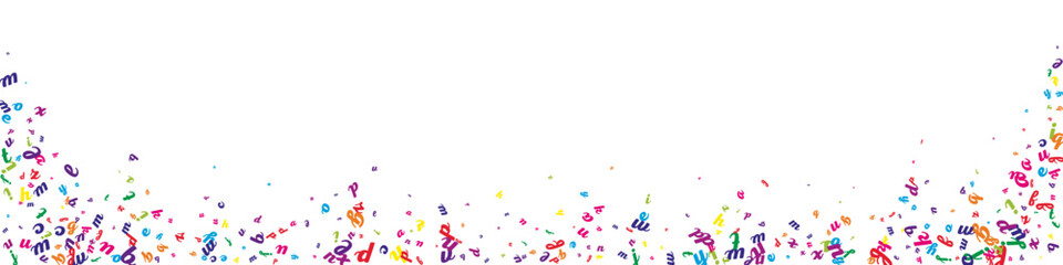 Scattered letters of latin alphabet. Colorful