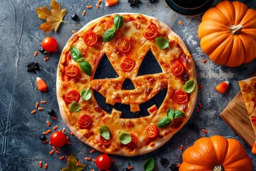 Halloween pumpkin pizza celebration