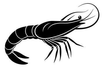 shrimp vector silhouette, shrimp icon vector, Sea lobster	