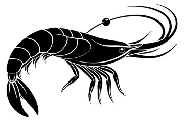 shrimp vector silhouette, shrimp icon vector, Sea lobster	