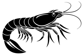 shrimp vector silhouette, shrimp icon vector, Sea lobster	