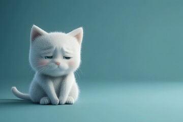 cute sad small cat sitting peacefully