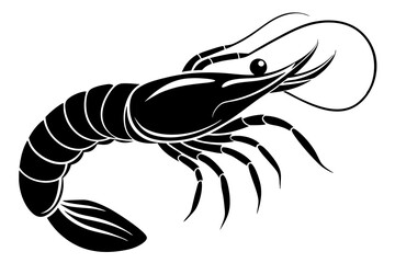 shrimp vector silhouette, shrimp icon vector, Sea lobster	