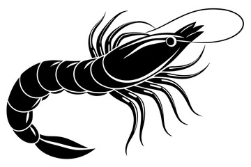 shrimp vector silhouette, shrimp icon vector, Sea lobster	
