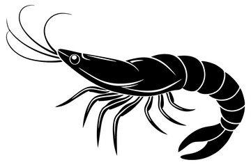 shrimp vector silhouette, shrimp icon vector, Sea lobster	