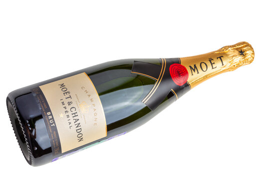Moet and Chandon Imperial Brut World famous Champagne Bottle isolated on a white background