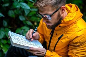 A holistic wellness journal, filled with daily entries on mindfulness, affirmations, and personal growth