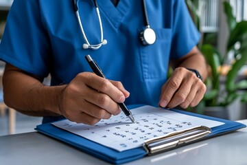 A home health aide organizing a patient's calendar, setting reminders for medication, doctor visits, and activities to keep the patient on track