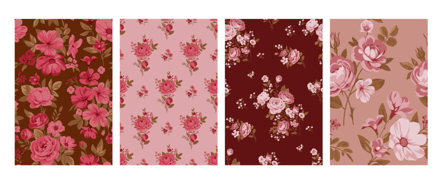 Seamless pattern with vintage roses for summer dress fabrics