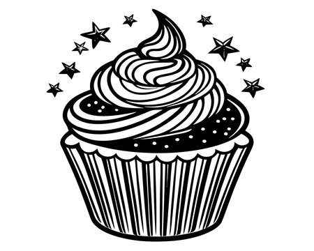 recommend clip art: Cupcake silhouette vector illustration