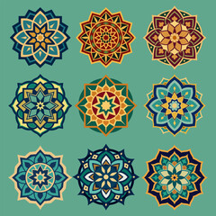 islamic arabian mandala art design set