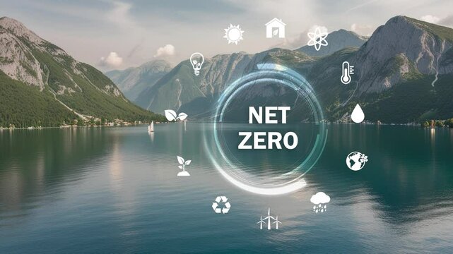 Circular economy concept for future business growth and environmental sustainability and reduce pollution for future business and environmental growth.4k .Net zero emission concept 2050. 