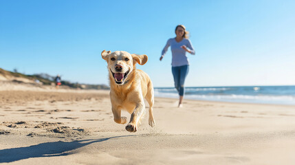 Dogs Running on the Beach with Their Owners