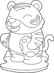 Tiger Easter Easter eggs Animal Vector Graphic Art Illustration