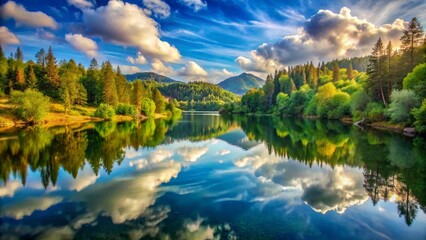 Naklejka premium Breathtaking Natural Landscape Scenery Capturing the Beauty of Nature's Wilderness and Open Spaces