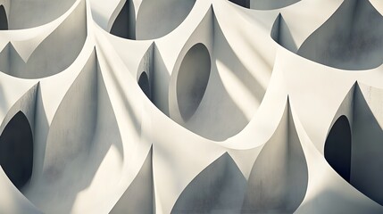 A realistic depiction of abstract geometric patterns created with smooth textures and shadows on a light background,No blurriness