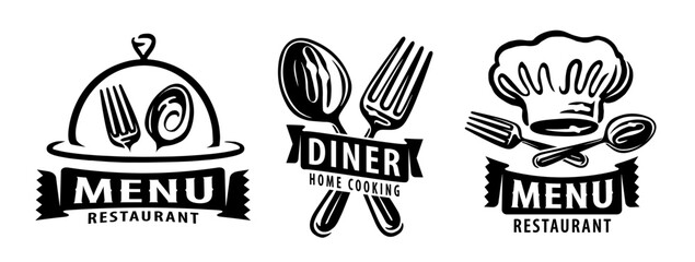 Restaurant concept. Diner, food service emblem. Set of badges and symbols for menu