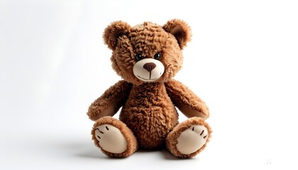 Cute brown teddy bear isolated against a white background, perfect for celebrations and heartfelt moments