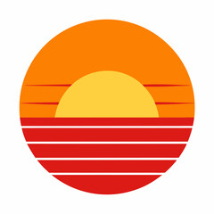 Sunset vector on white background