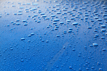 water drops on blue
