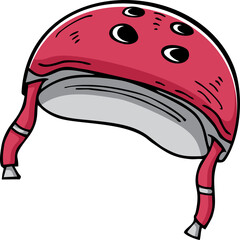 Skateboard Helmet Sport Illustration Hand Drawn