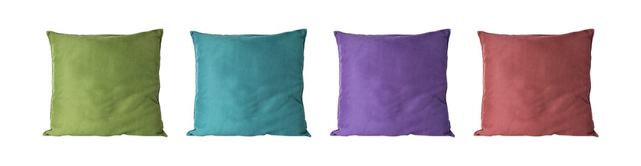 set of colored pillows isolated