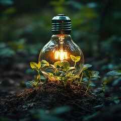 bulb background with plants and flowers