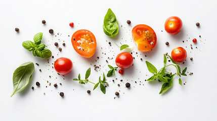 tomato basil herbs spices vegetables ingredients fresh food healthy cooking garden organic salad cuisine seasonings sliced tomatoes cherry tomatoes 