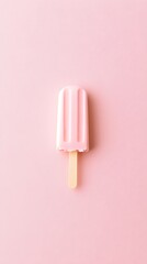 A minimalist composition featuring an ice cream stick in the center of a light color background, ideal for branding,No blurriness